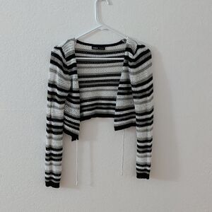 SHEIN Black and White Striped Cardigan